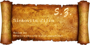 Sinkovits Zilia névjegykártya