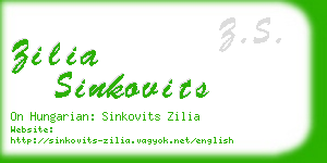 zilia sinkovits business card